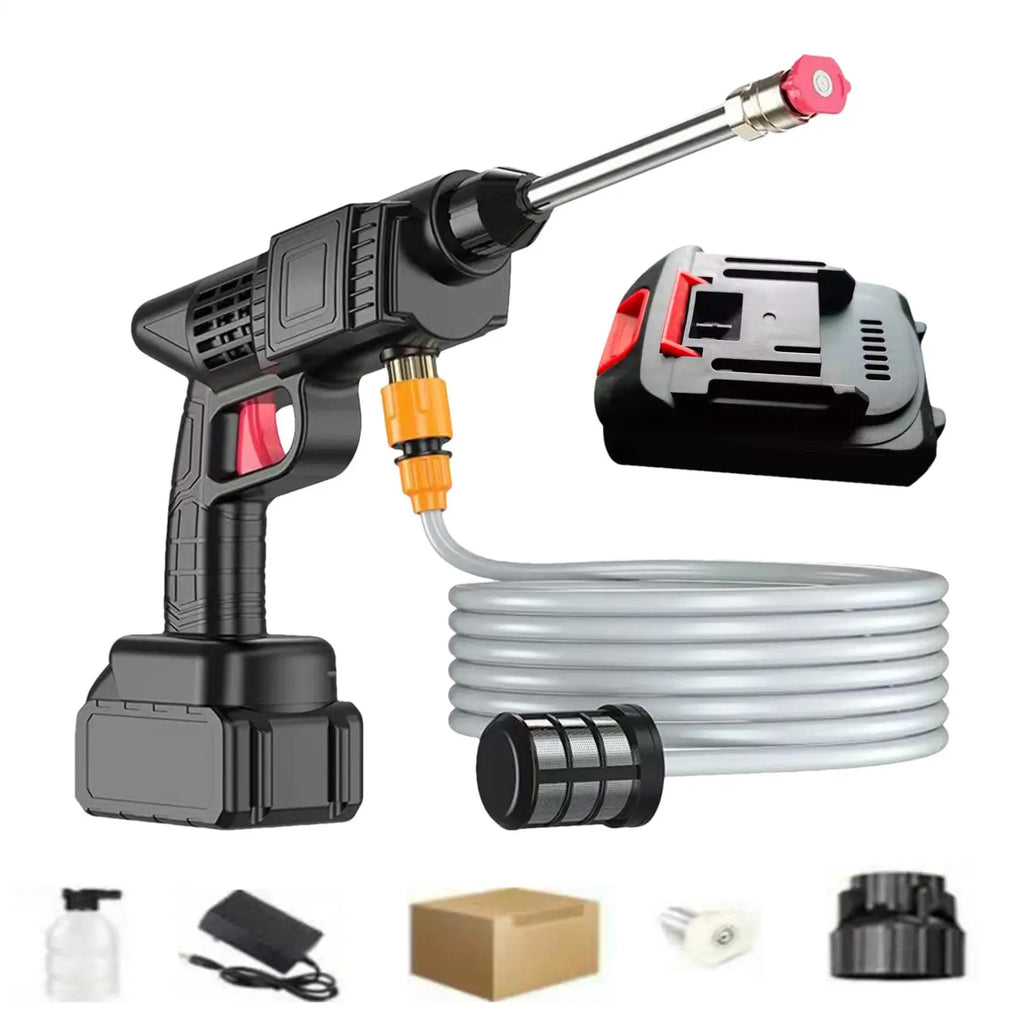 Cordless High-Pressure Washer Gun – 3-Level Pressure, 5–8m Spray Range, Car Wash & Garden Cleaning (EU Plug)