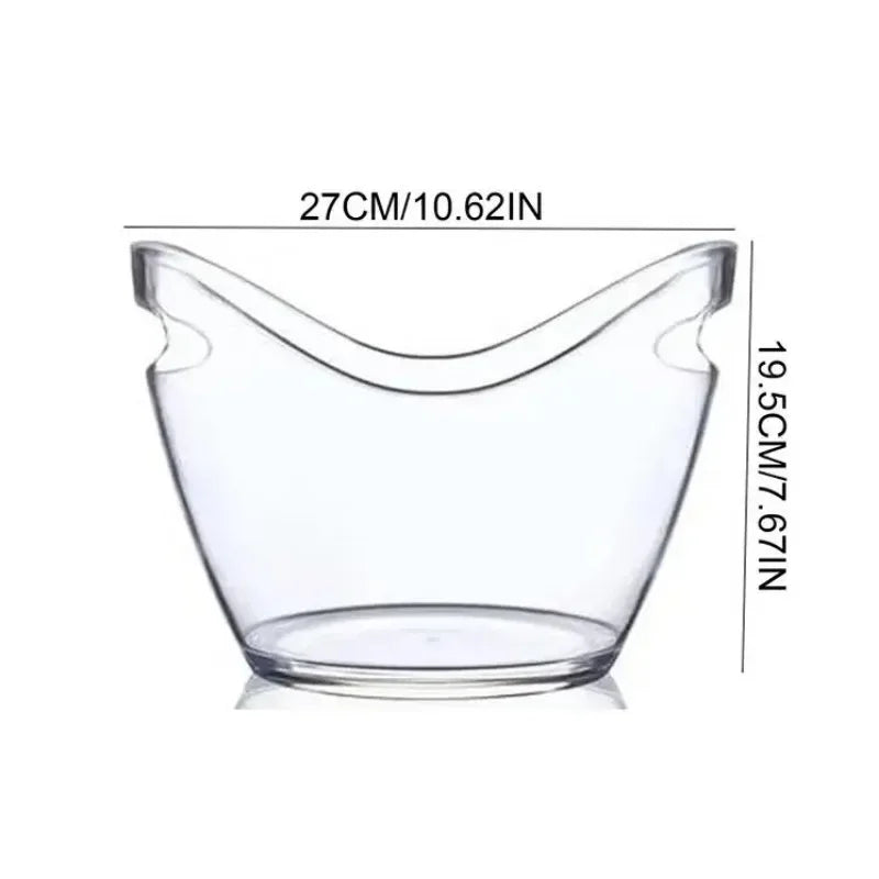 4L Clear PET Ice Bucket with Handle – Large Champagne & Wine Chiller for Bar, Party & Entertaining