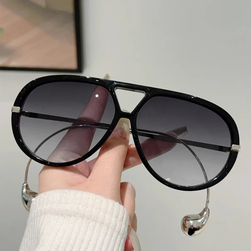 GM LUMIAS Oversized Pilot Sunglasses | Double Bridge Gradient Luxury Designer Shades for Women
