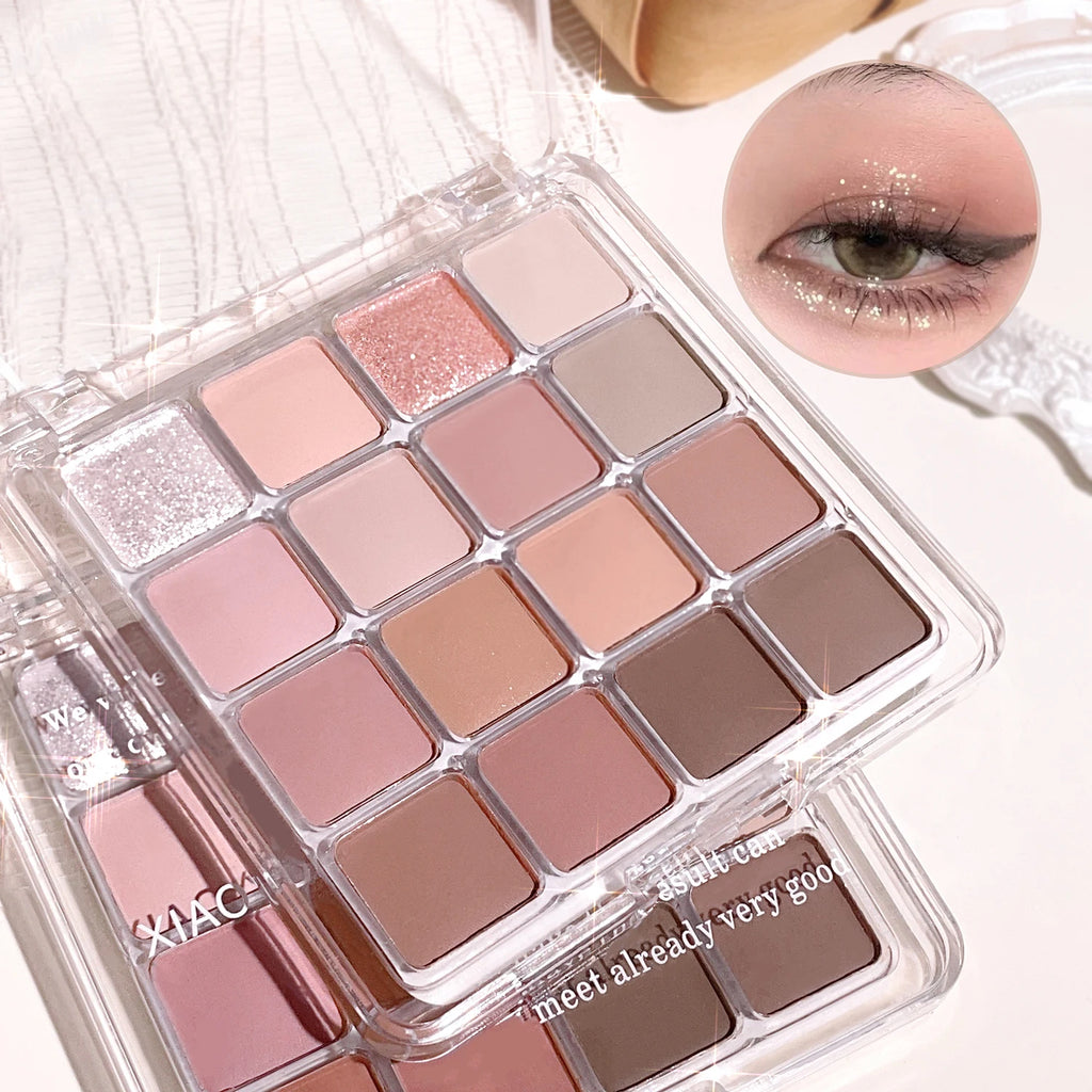 16-Color Earth Tone Eyeshadow Palette — Pearl & Matte Shimmer