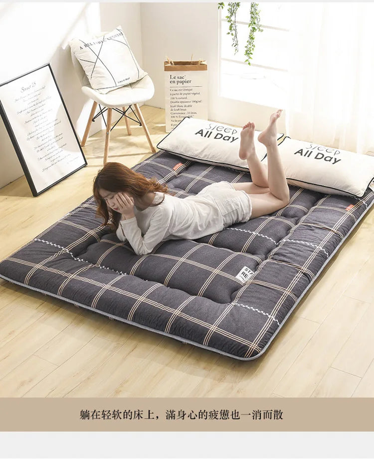 Japanese Style Thick Mattress – Student Dormitory Tatami, Single & Double, Foldable Floor Mattress