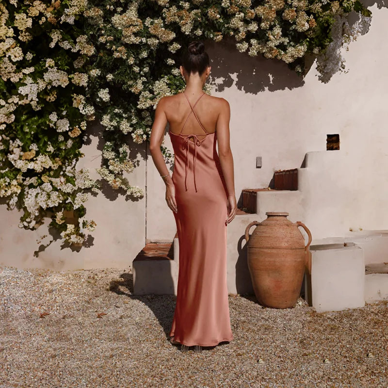 Sleeveless Backless Slim Maxi Party Dress — Sexy Solid Temperament Formal Dress