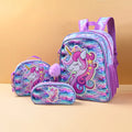 Unicorn Backpack Set – Purple Three-Piece School Bags