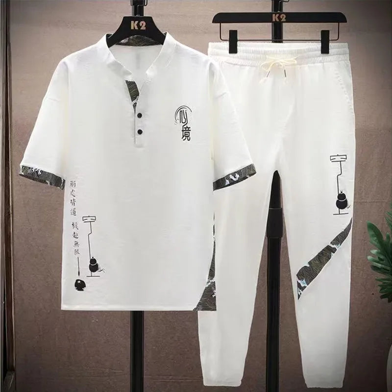 Men's Cotton Shirt & Trousers 2-Piece Set – High Quality Summer Fashion Suit M–4XL