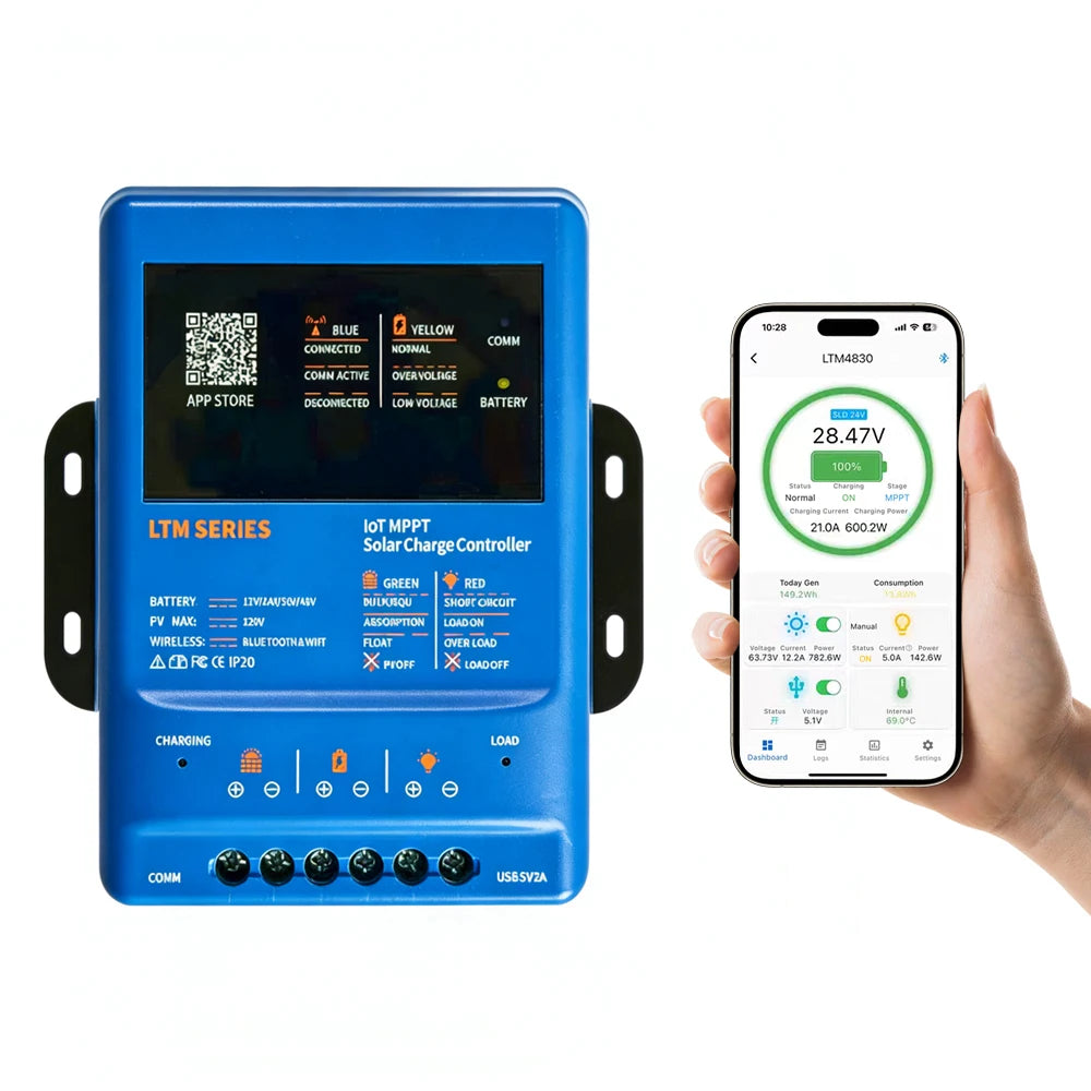 Smart MPPT Solar Charge Controller 30A/40A – 12V-48V Auto WiFi Bluetooth APP Remote LiFePO4 Lead Acid