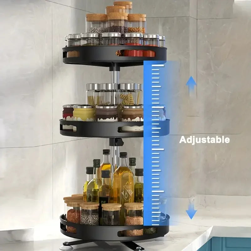 360° Rotating Multi-Layer Storage Box — Non-Slip Countertop Organizer for Kitchen, Spices & Cosmetics