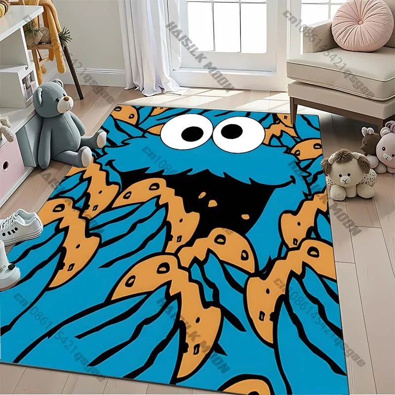 15 Sizes S-Sesame S-Street Theme Carpet Rug for Living Rooms Bedroom Entrance Door Decor Mat, Kids' Play Non-slip Mat Great Gift