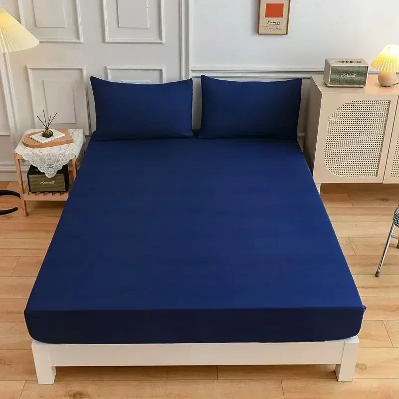 High-Quality Elastic Fitted Sheet – Solid Color Mattress Cover, 80–200cm, Single to King