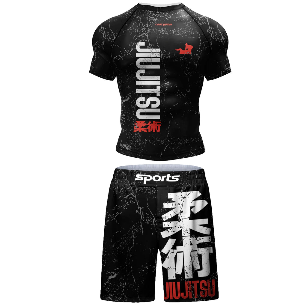 MMA BJJ Compression T-Shirt, Pants & Muay Thai Shorts Rash Guard – Multi-Piece Fitness Sport Suit