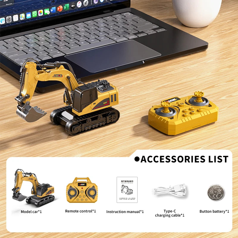 1:64 Mini RC Crane & Forklift 2-in-1 – Bluetooth Alloy Toy Car with Trailer