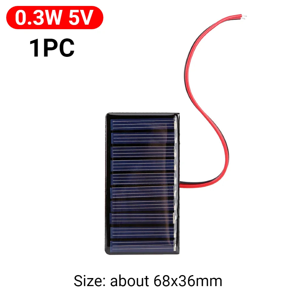 Mini Polysilicon Solar Panel Module – 0.3W to 5W DIY Solar Battery Charger for Garden Lights & Pumps