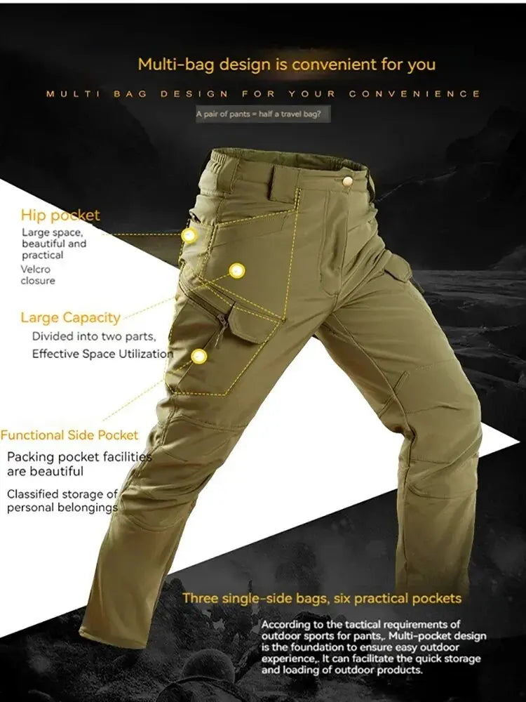 Men's Waterproof Soft Shell Tactical Jacket & Fleece Cargo Pants Set – Outdoor Hiking 5XL 6XL