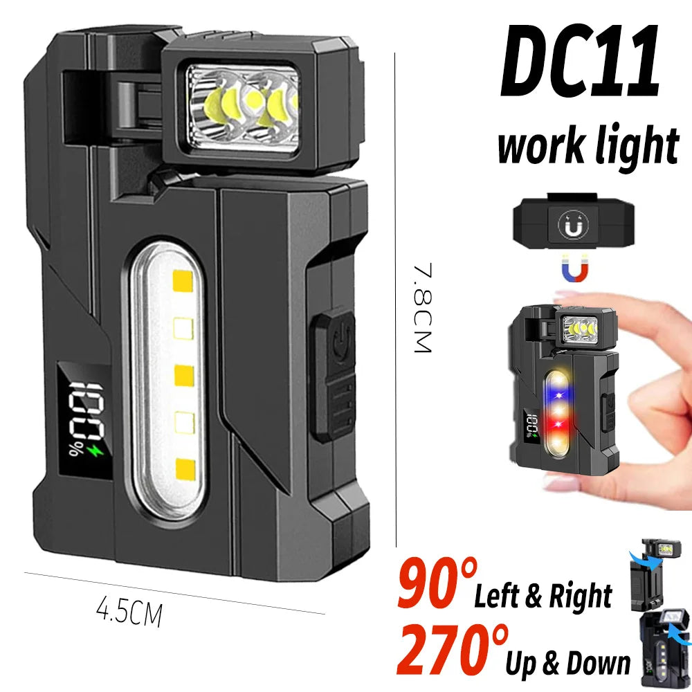 Rechargeable EDC Magnetic Mini Work Light – Adjustable LED Camping Lamp for Hiking, Fishing & Emergencies
