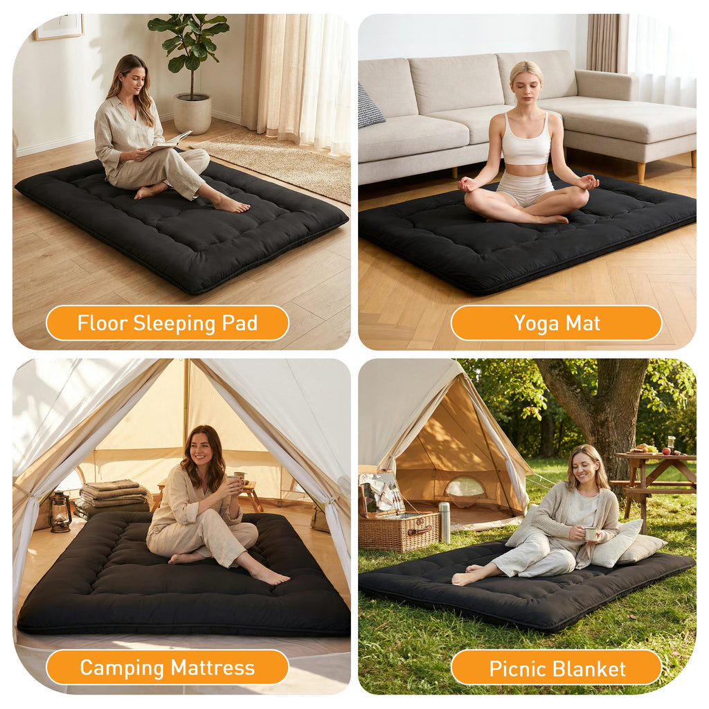JHK 4 Inch Soft Floor Mattress Portable Foldable with Removable Washable Cover Breathable Bed Topper Sleeper Sofa Bedroom