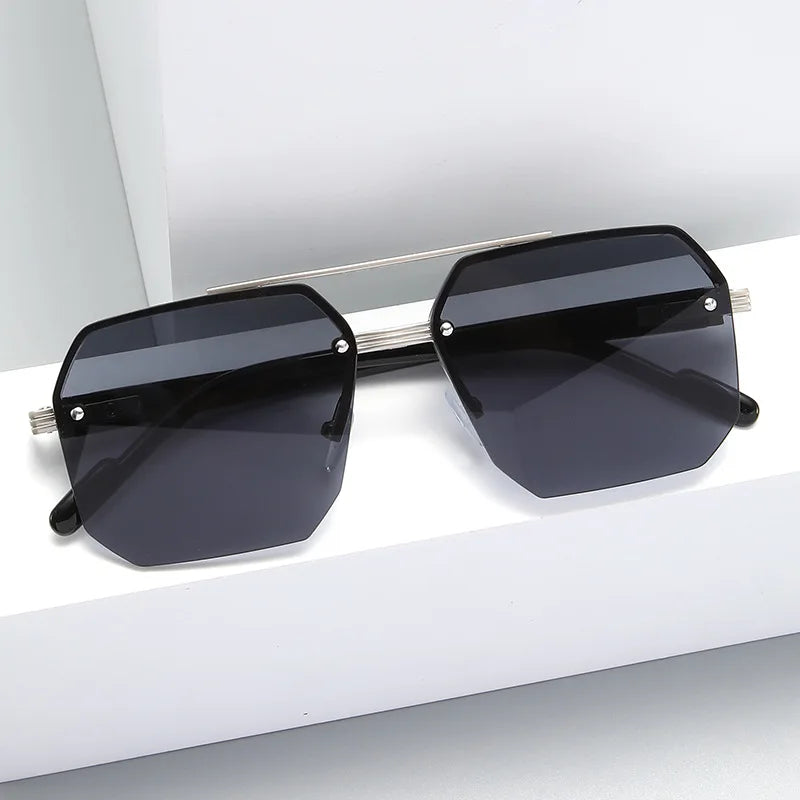 Men's Pilot Flat Top Half Frame Sunglasses | UV400 Classic Travel Casual Vintage Shades
