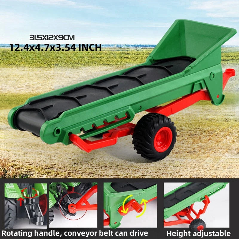 Large Scale Farm Tractor Toy Playset with Trailer & Accessories – DIY Farmer Transport Set