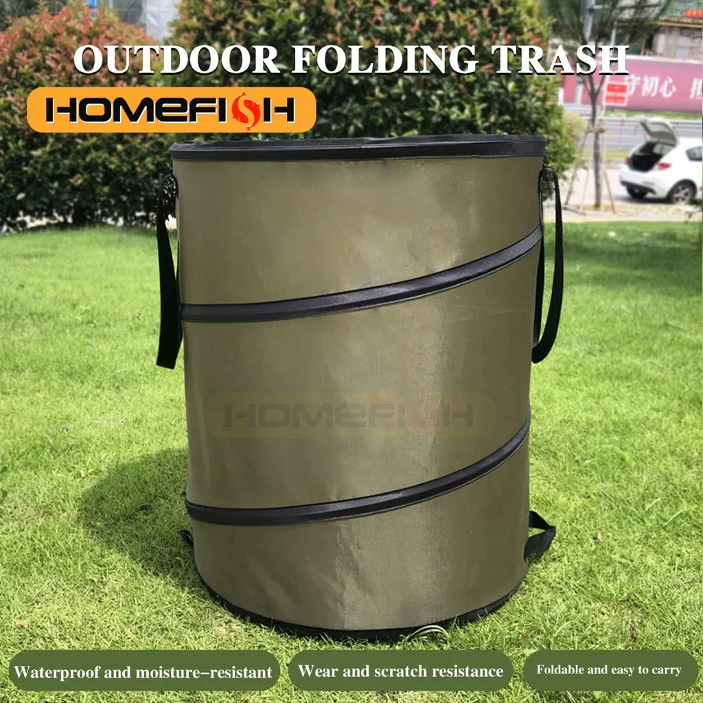 Pop-Up Folding Trash Can — Portable Outdoor Camping Garden Garbage Bag Leaf Bucket