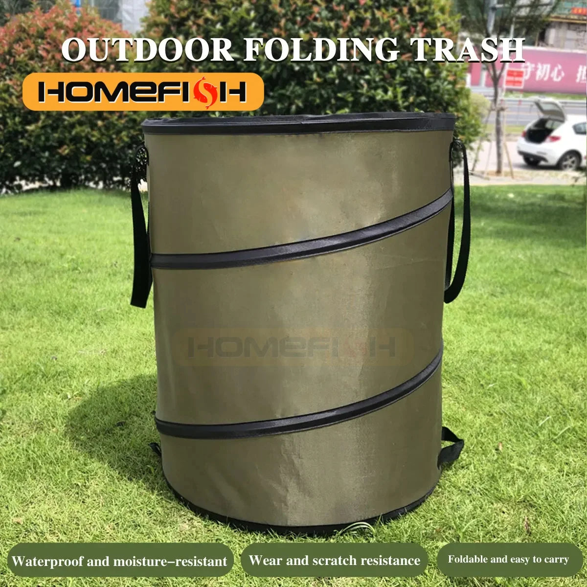 Pop-Up Folding Trash Can — Portable Outdoor Camping Garden Garbage Bag Leaf Bucket