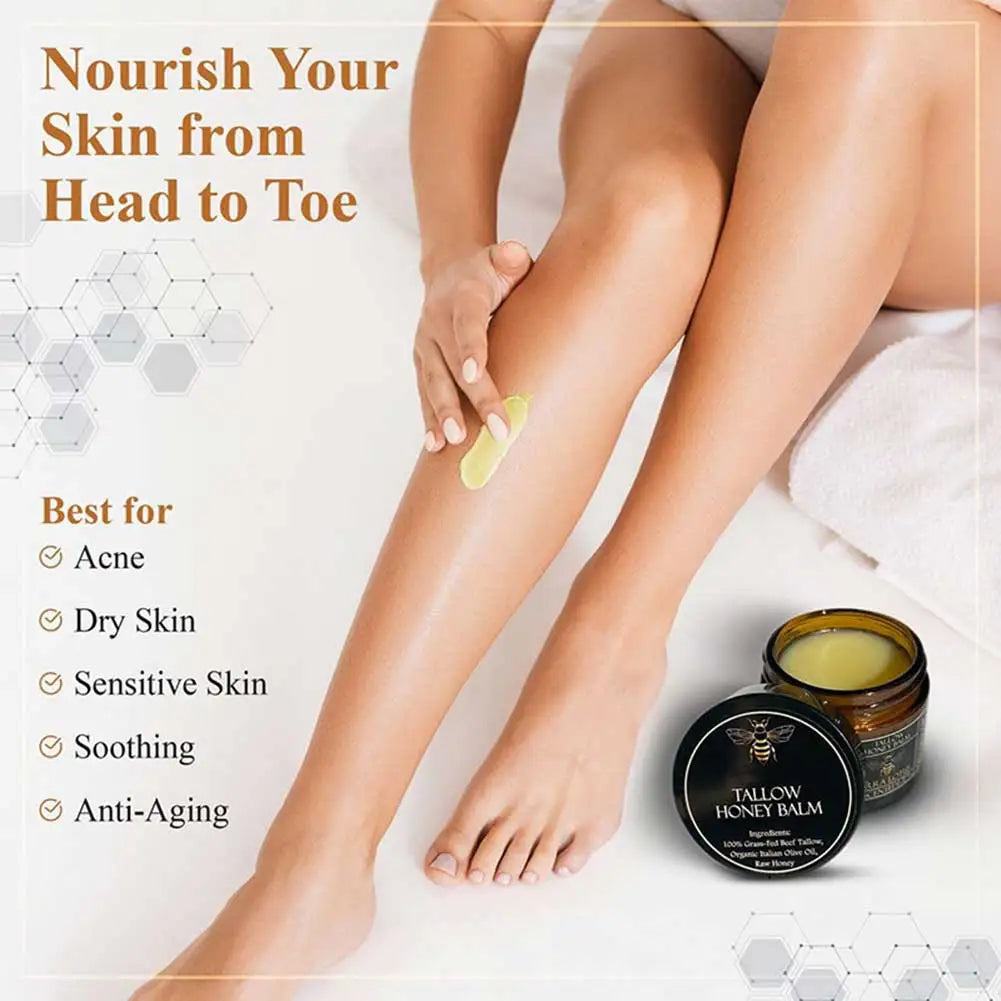 Grass-Fed Beef Tallow Balm with Raw Honey — Natural Moisturizer