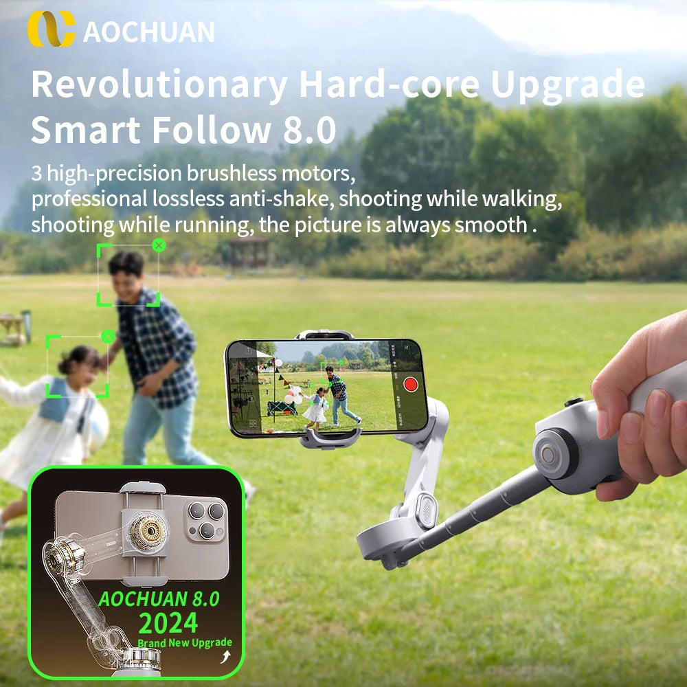 AOCHUAN 3-Axis Handheld Gimbal Phone Stabilizer — Smooth Video for iPhone & Android