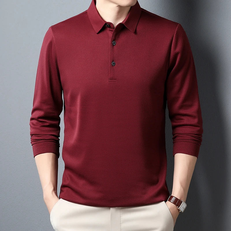 Men's Business Casual Long Sleeve Polo Shirt — Smart Everyday Polo
