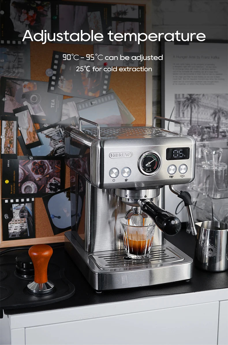 HiBREW H10A 20-Bar Semi-Automatic Espresso Machine | 58mm Portafilter, Temperature Control, Stainless Steel