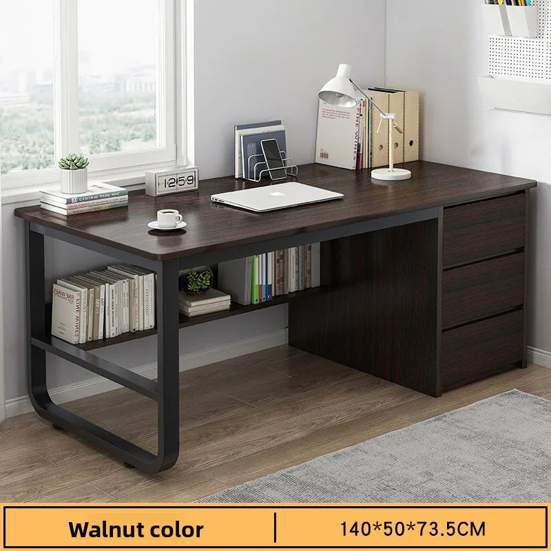 Modern Desk with Integrated Bookshelf — Student Writing Desk, Home Computer Desk & Bedroom Study Table
