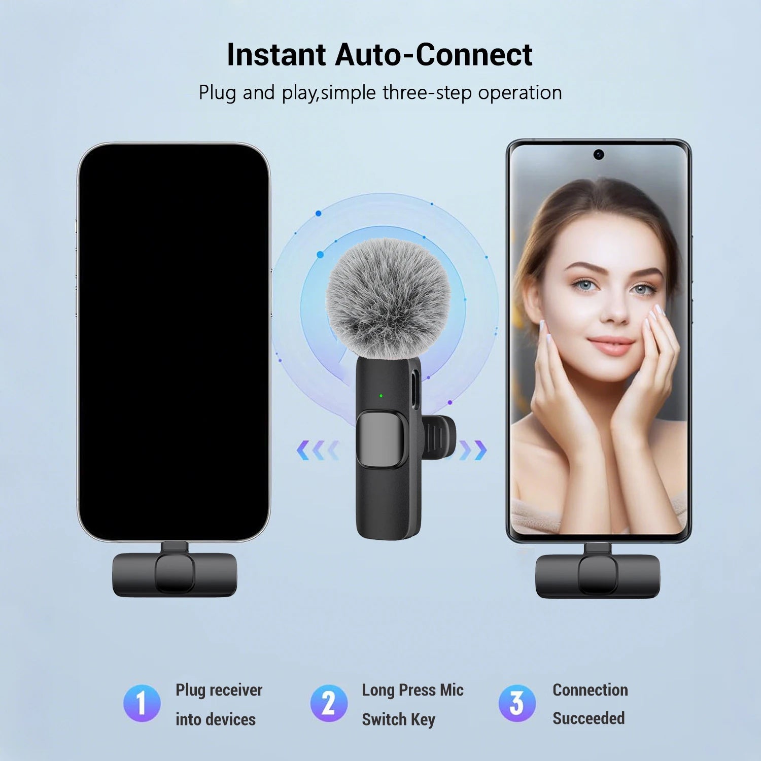 Crystal Clear Audio. Zero Setup. — Wireless Lavalier Microphone | Type-C, Plug & Play, 30m Range, Noise Reduction, 360° Pickup, 4 Colors