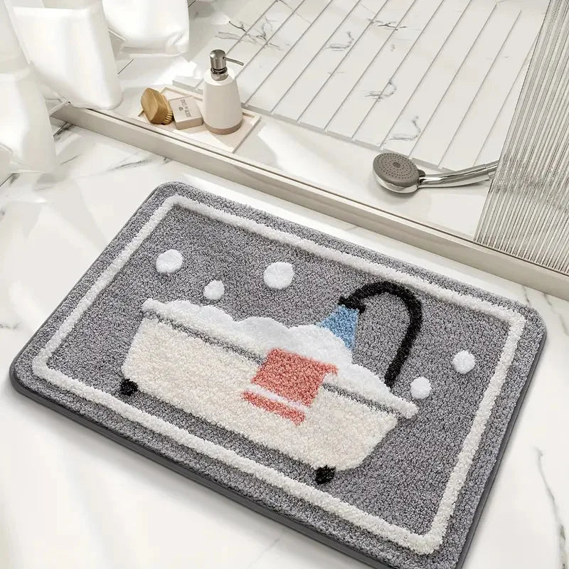 Non-Slip Knit Bath Rug – Water Absorbent Machine Washable Polyester Bath Mat