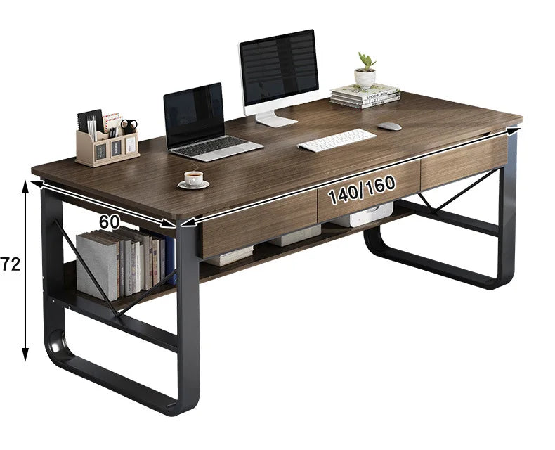 Multifunctional Computer Desk with Drawers — Metal Frame Student Study Desk, Multiple Sizes & Finishes