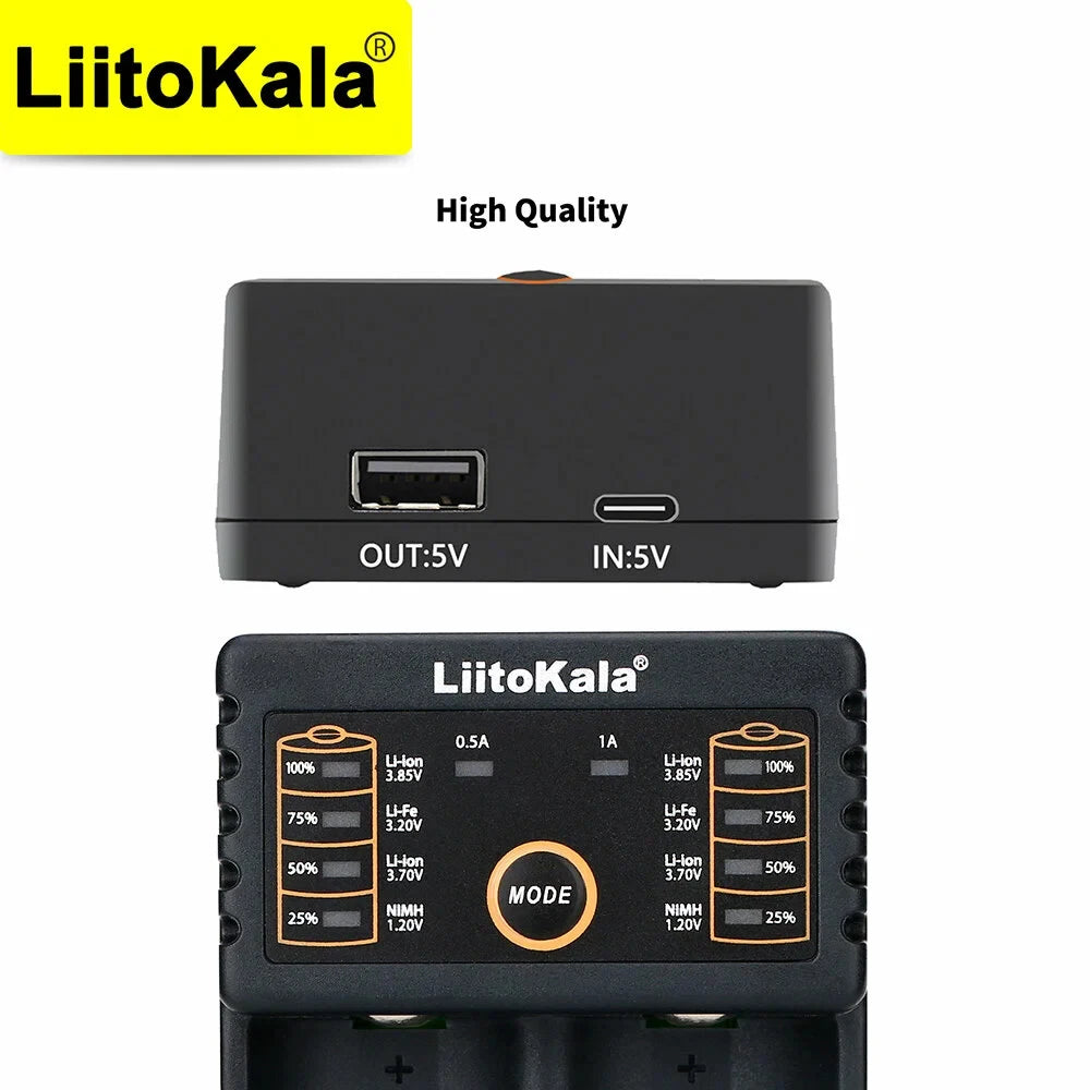 LiitoKala Lii-202 Smart Battery Charger – 18650, 21700, 26650, 14500 NiMH & Li-ion Universal Charger
