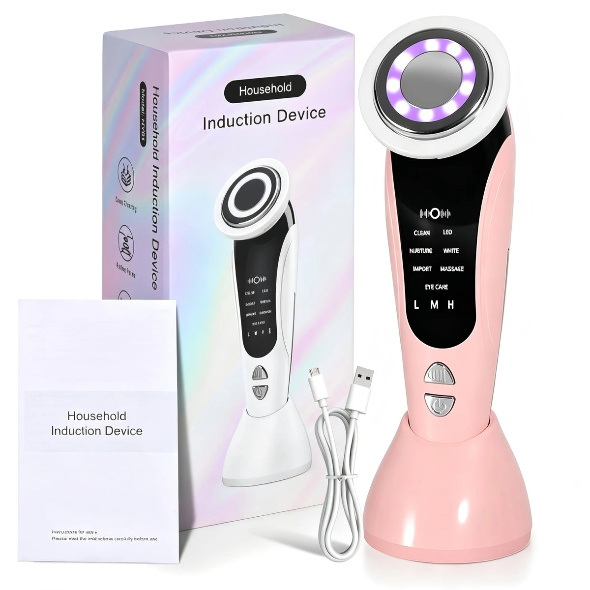 7-in-1 LED Facial Beauty Device – Cleansing, Serum Infusion, LED Light Therapy & Eye Care Massager
