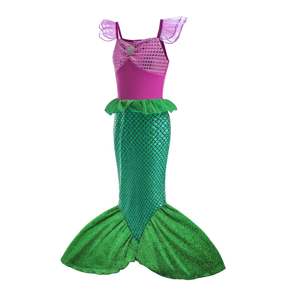 Girls Mermaid Costume Dress — Princess Cosplay Party & Birthday Dress