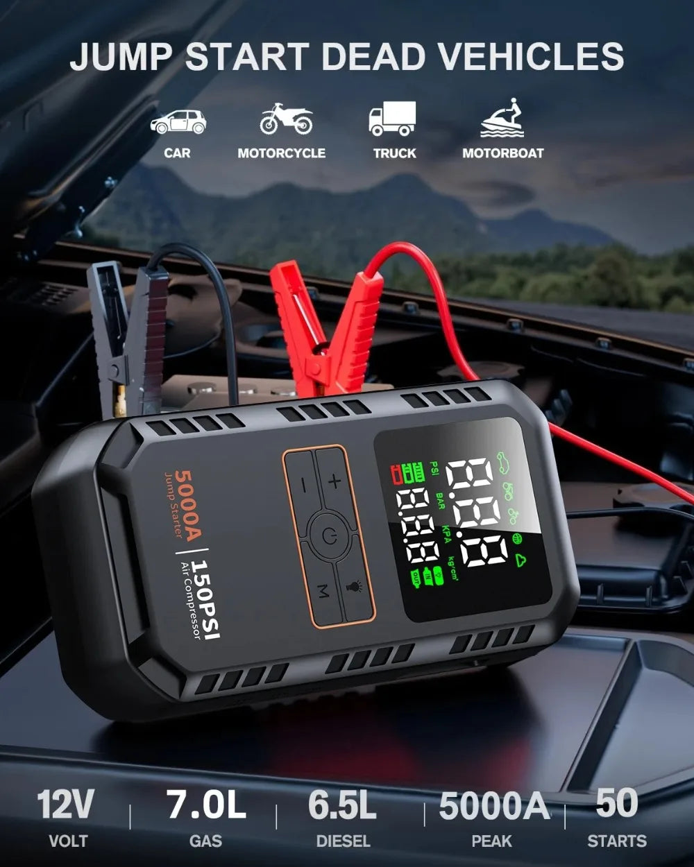 PAIVIROKU Car Jump Starter with Air Compressor