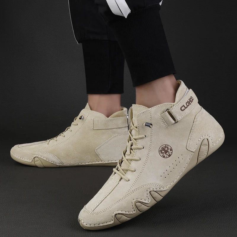 Men's Genuine Leather Lace-Up Ankle Boots