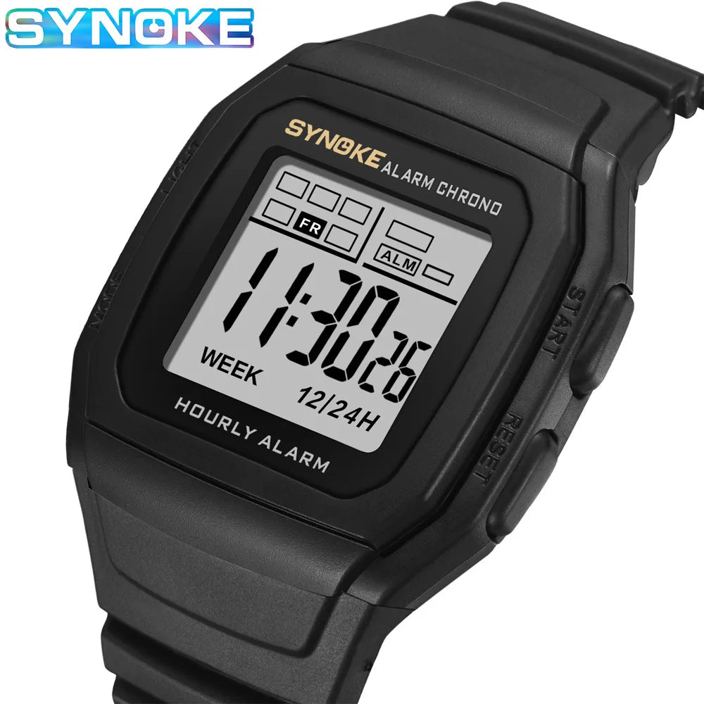 SYNOKE Retro Square Digital Watch | Student Outdoor Sports Luminous Waterproof Multifunction