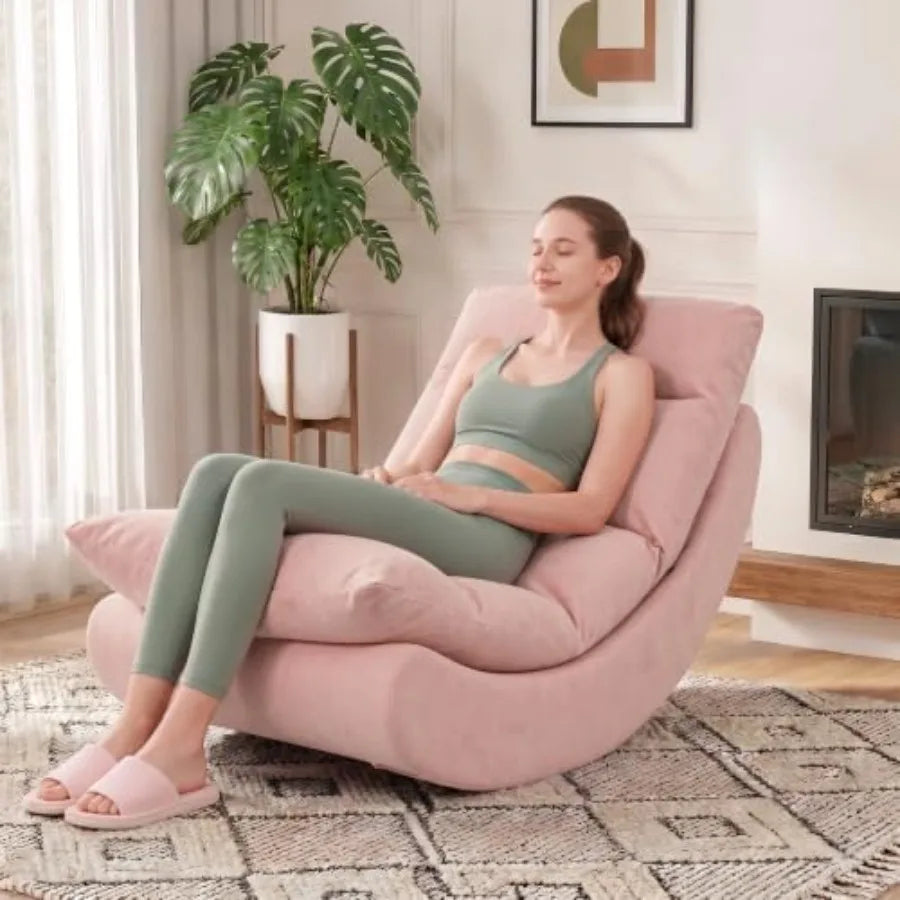 Velvet Rocking Chaise Lounge Chair