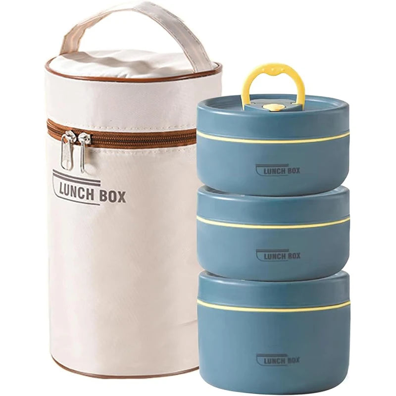 3-Tier Stackable Insulated Lunch Container Set – 304 SS Thermal Bento Box with Bag for Adults & Kids, Leakproof