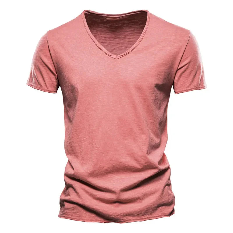 Men's 100% Cotton V-Neck Short Sleeve Tee — Classic Everyday T-Shirt