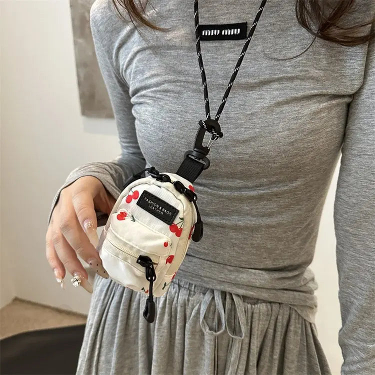 Women Small Bag Mini Lipstick Headphones Trendy Fashionable Pendant Bag Simple Niche Design Fabric Single-shoulder Crossbody Bag