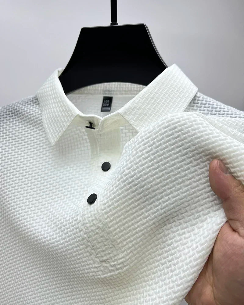 Men's Ice Silk Breathable Polo Shirt — Business Casual Short Sleeve Summer Top