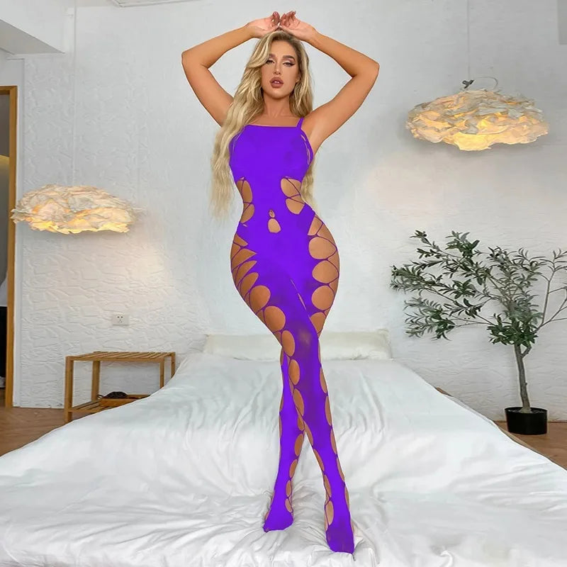 Sheer Fishnet Bodysuit — Full Body Lace Mesh Lingerie