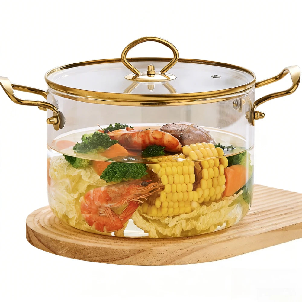 Glass Soup Pot with Lid & Double Handles – 3.5L