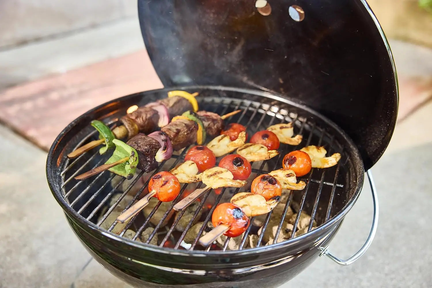 Portable 14" Charcoal Grill | Compact BBQ Kettle, Lid Lock, Porcelain-Enameled Finish, 10.5 lbs, Camping, Tailgating & Balcony