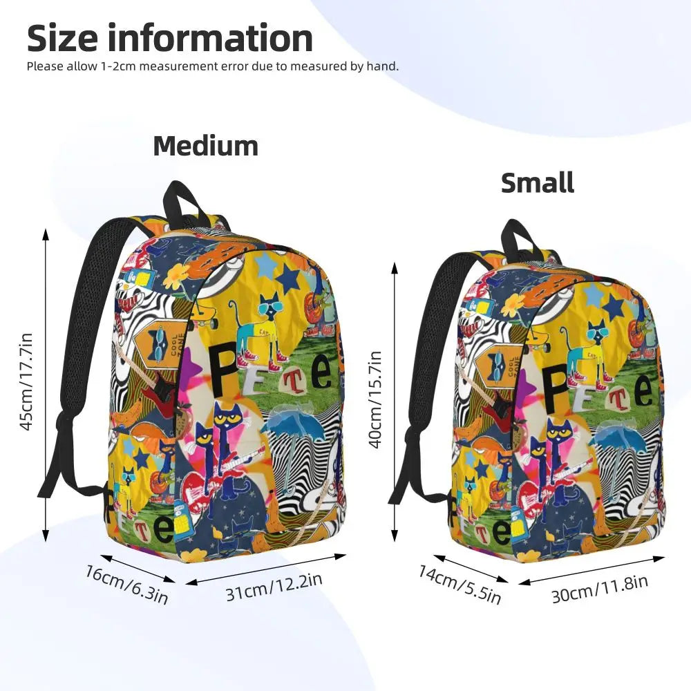 Pete the Cat Canvas Backpack – Cartoon Laptop Daypack for School & Travel