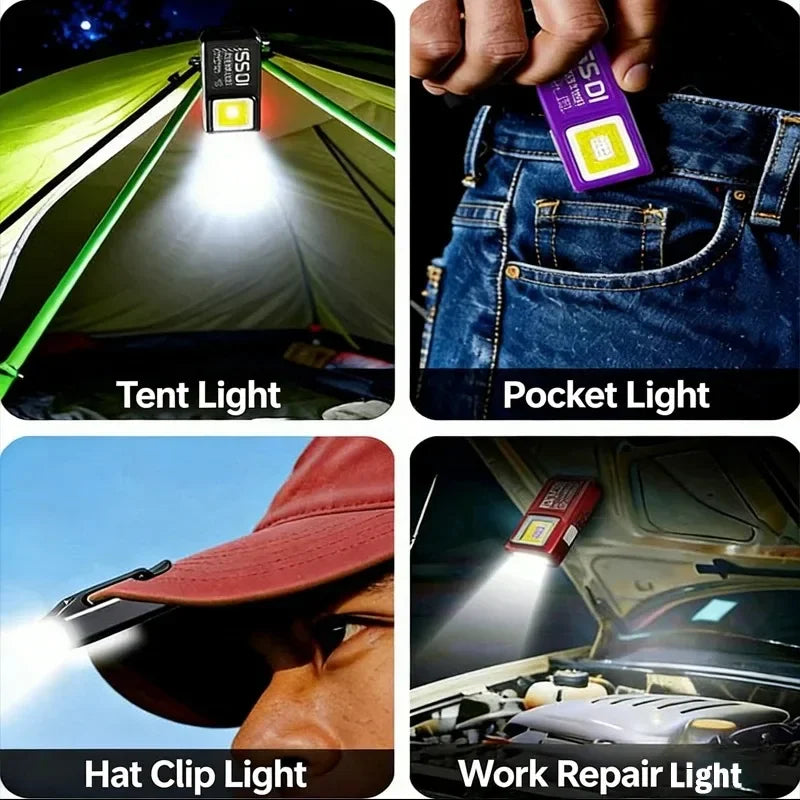 Mini COB LED Flashlight – 800 Lumen, Rechargeable, Belt Clip, Magnet, Waterproof EDC Pocket Light