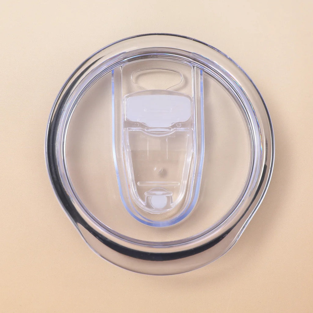 Push-Slide Replacement Lid for 12oz 16oz 20oz 30oz Slim Tumbler Cups – Leakproof Transparent Plastic Cup Lid