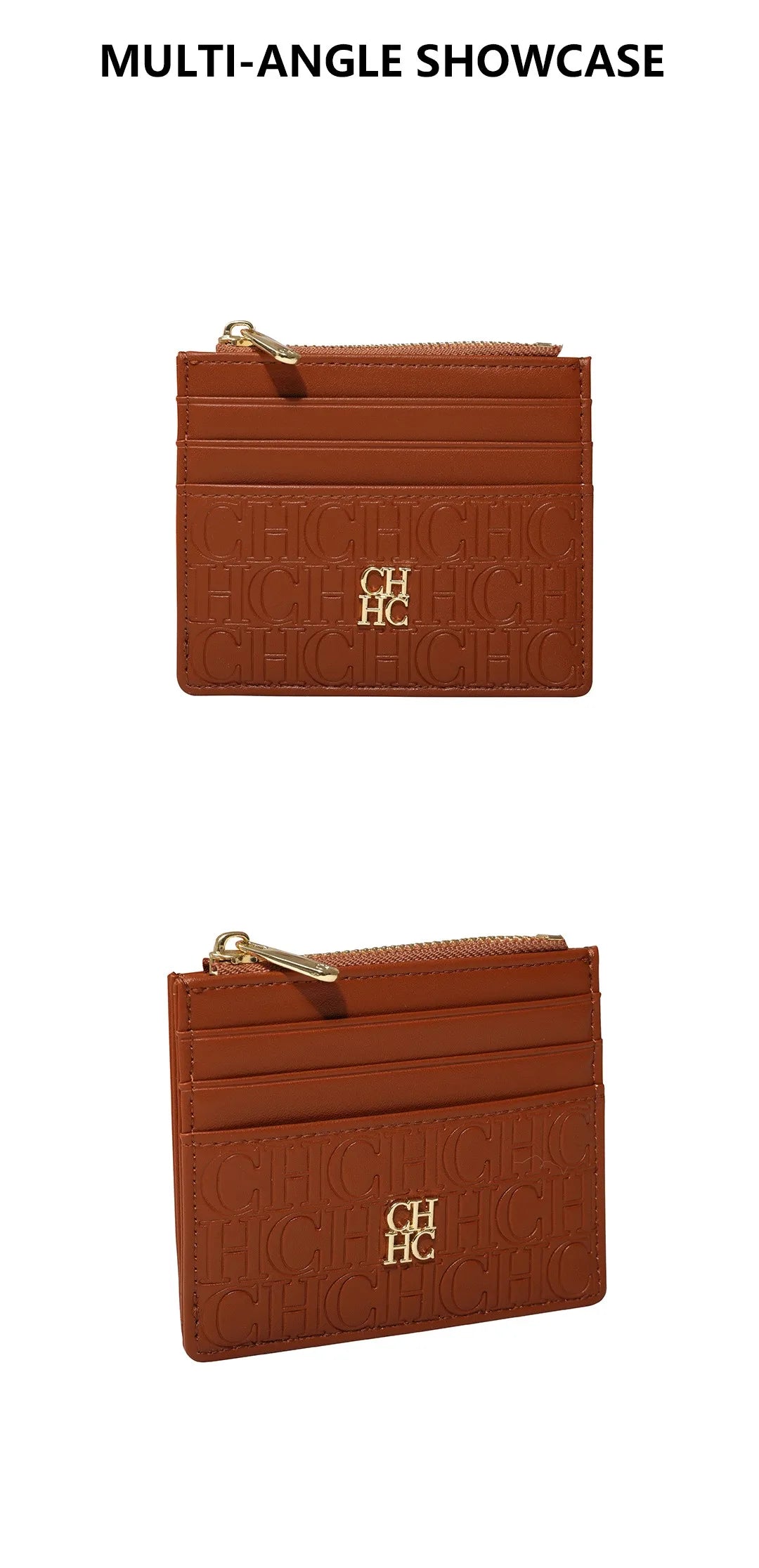 CH Letter Accent PU Leather Card Case Wallet – Elegant Compact Designer Wallet for Women
