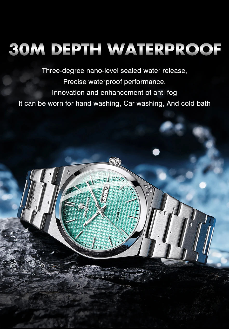 PAAZOMU Men's Luxury Waterproof Quartz Watch | Luminous Date Week Stainless Steel Sport Wristwatch