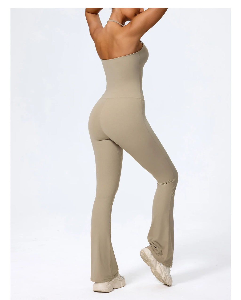 Women's Sleeveless Yoga Jumpsuit – Gym Flared Overalls Neck-Hanging Backless Sportswear